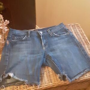 7 FOR ALL MANKIND DISTRESSED DENIM JEAN CUT OFF SHORTS 25"